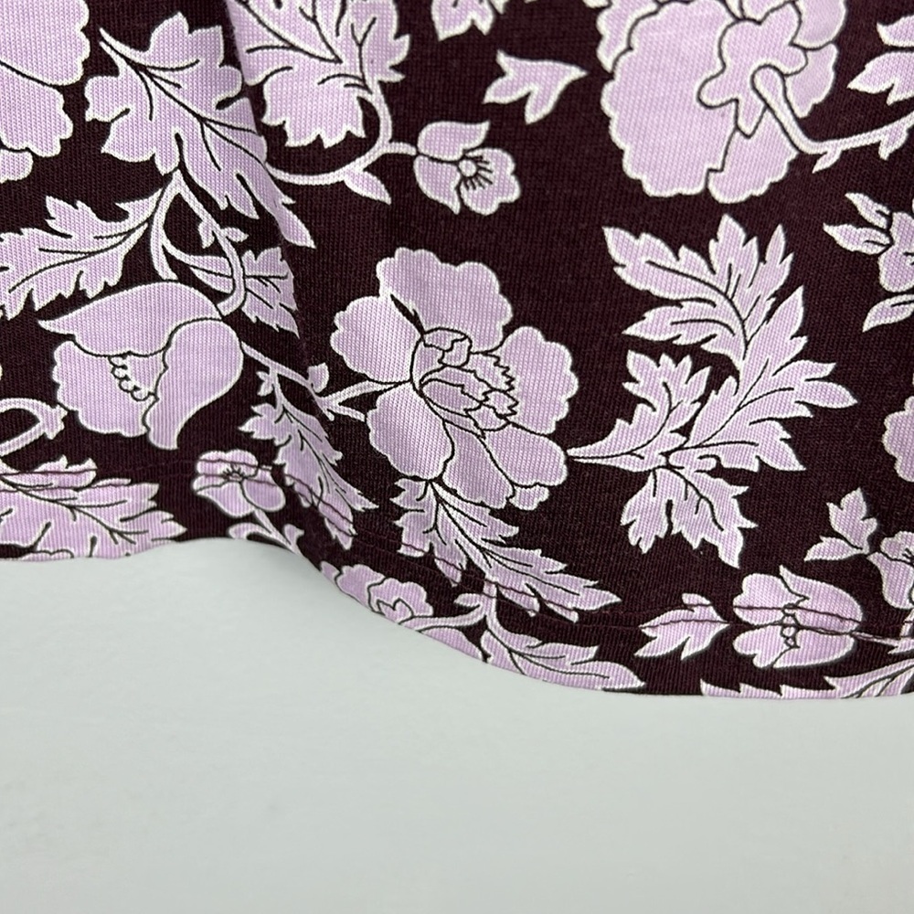 Lands' End Relaxed Fit Floral Cotton Long Sleeve Tee Large Petite Purple Lilac - Picture 8 of 11